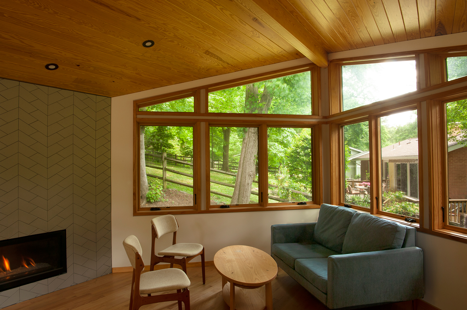 Cozy sitting area in new sunroom.