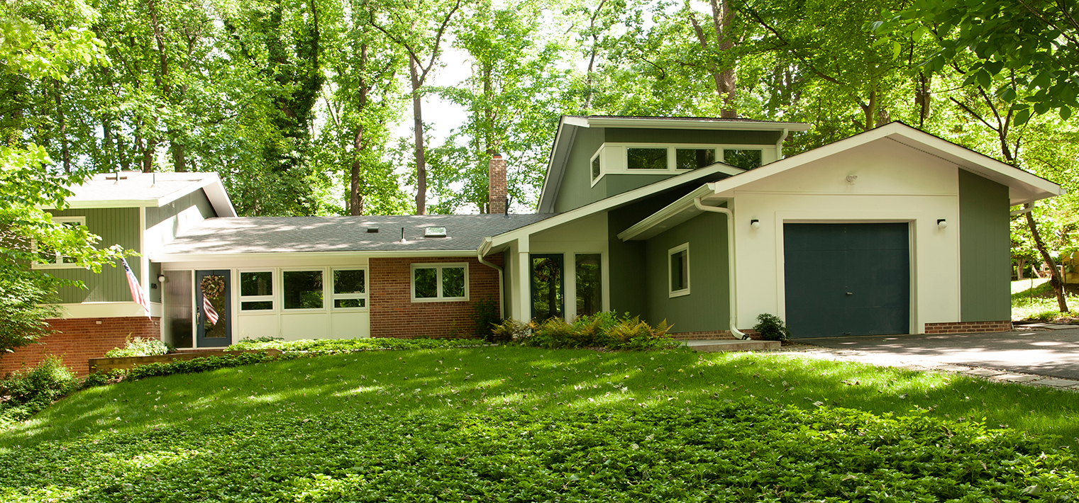 Front of a custom home addition in Bethesda.