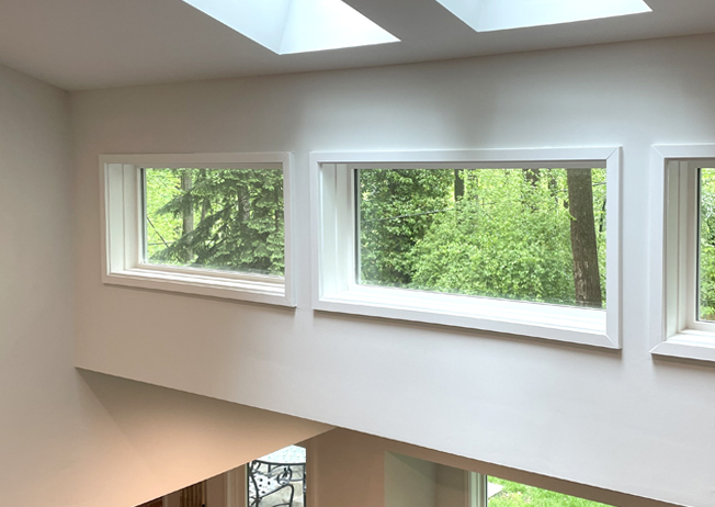 Detail of clerestory and skylight windows in loft addition.